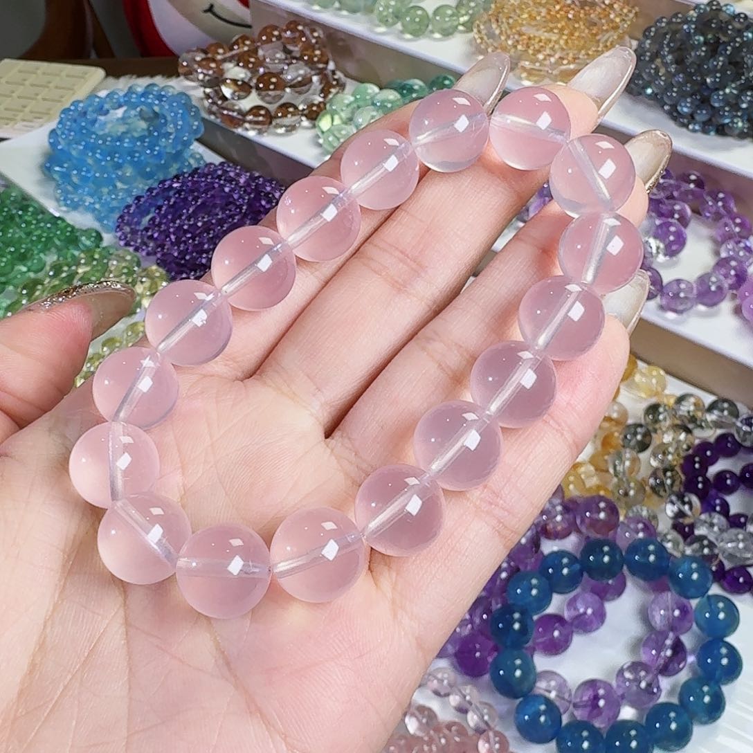 水晶手链未镶嵌懒*儿粉水晶12