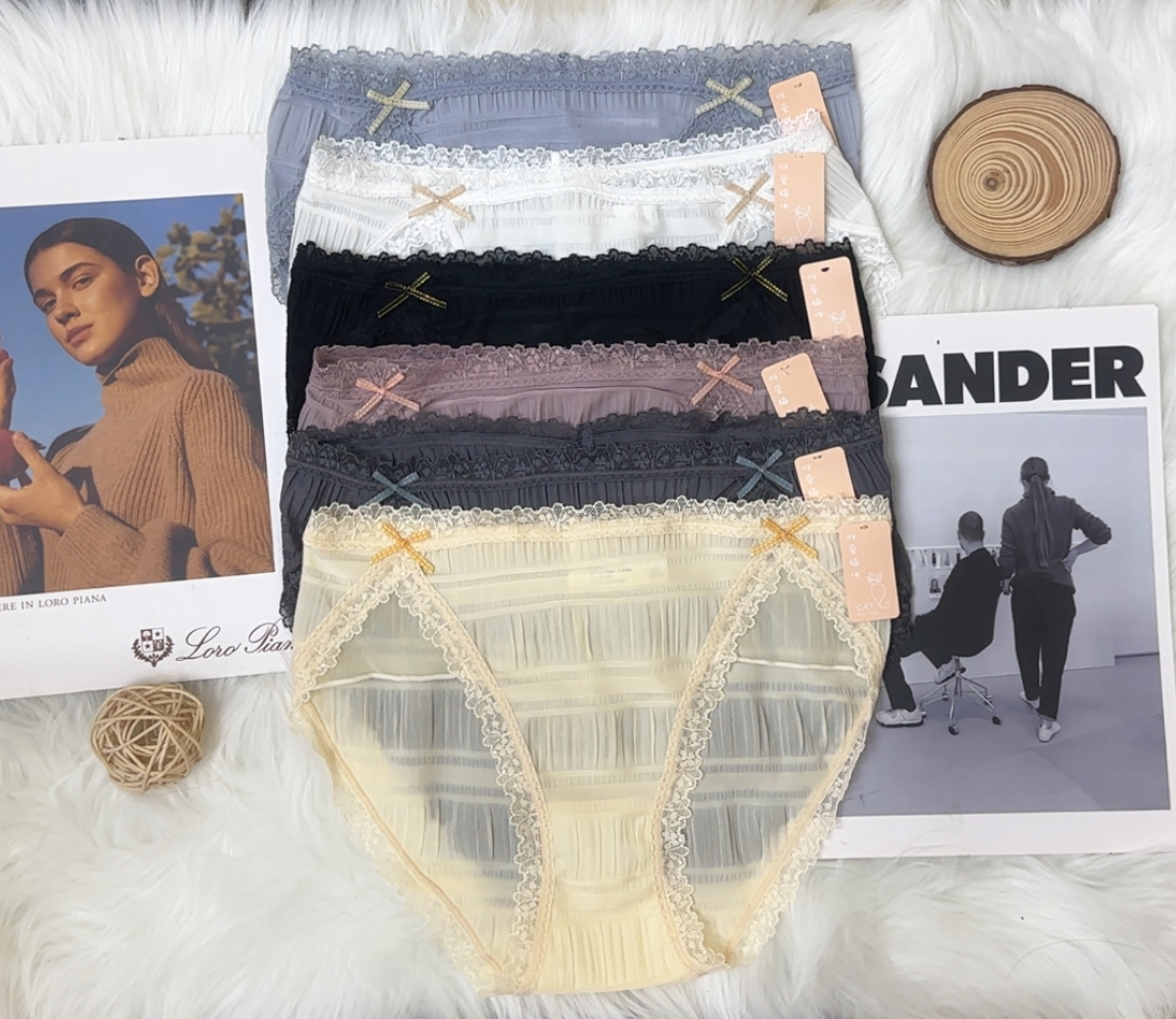 日系性感蕾丝三角裤抑菌女三角内裤简约夏季内裤透气高腰日系少女