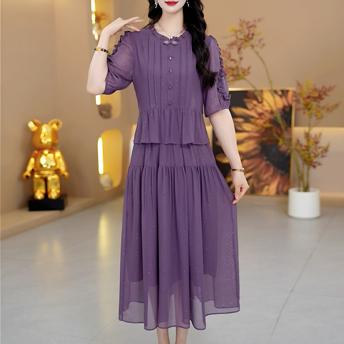 夏季新款百搭气质时尚中长款连衣裙【910#】