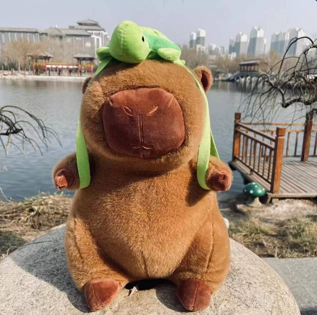 【带乌龟40CM】超软乎！卡皮巴拉毛绒玩具可爱水豚抱枕误差3-5厘米