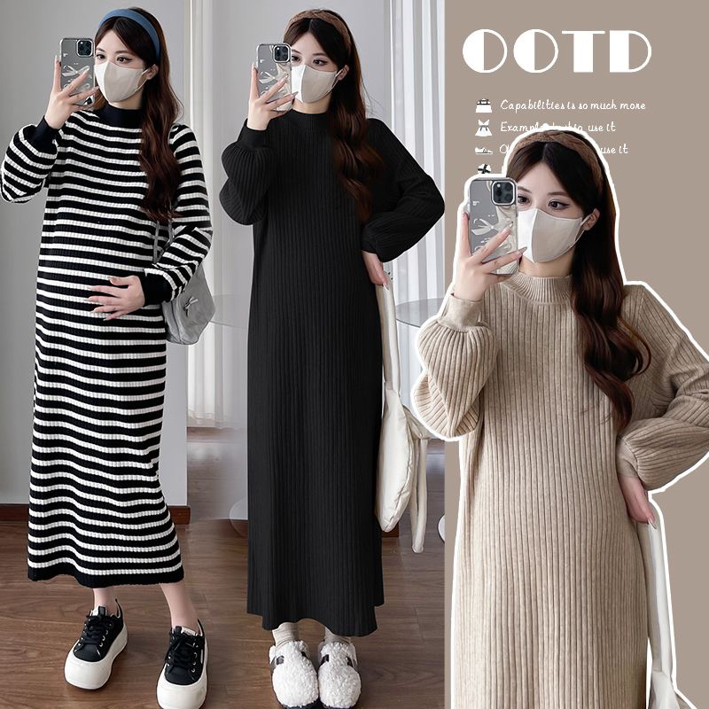 百搭新款秋冬孕妇装加厚保暖过膝长款孕妇打底裙子连衣裙宽松