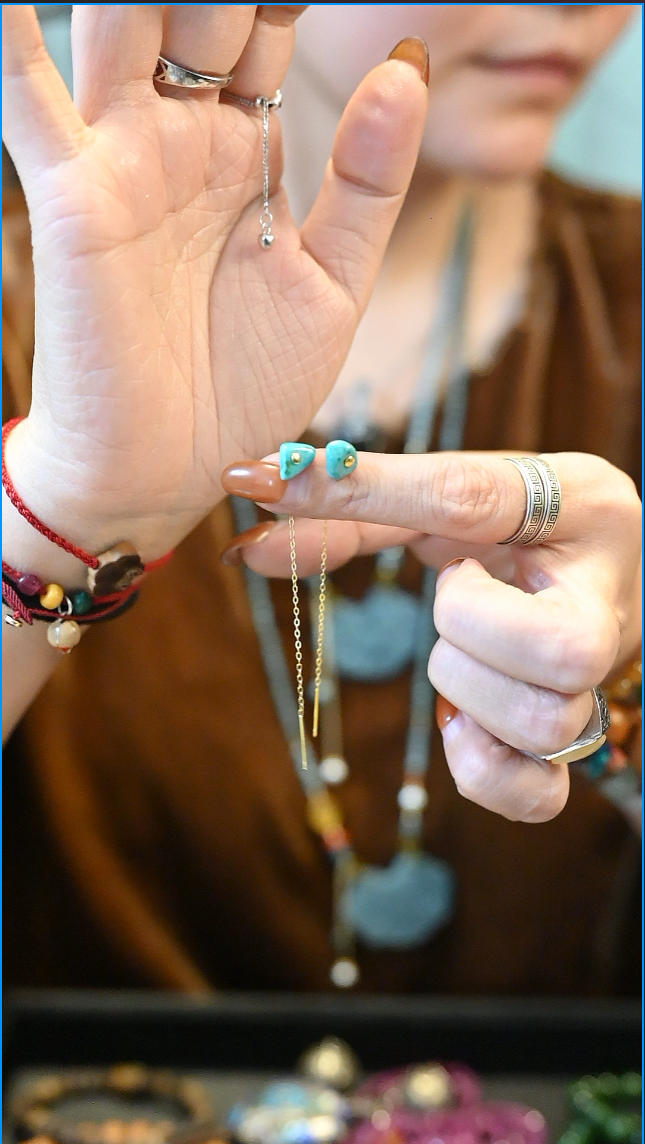 925银珐琅耳饰 随型小籽925银镀金耳线