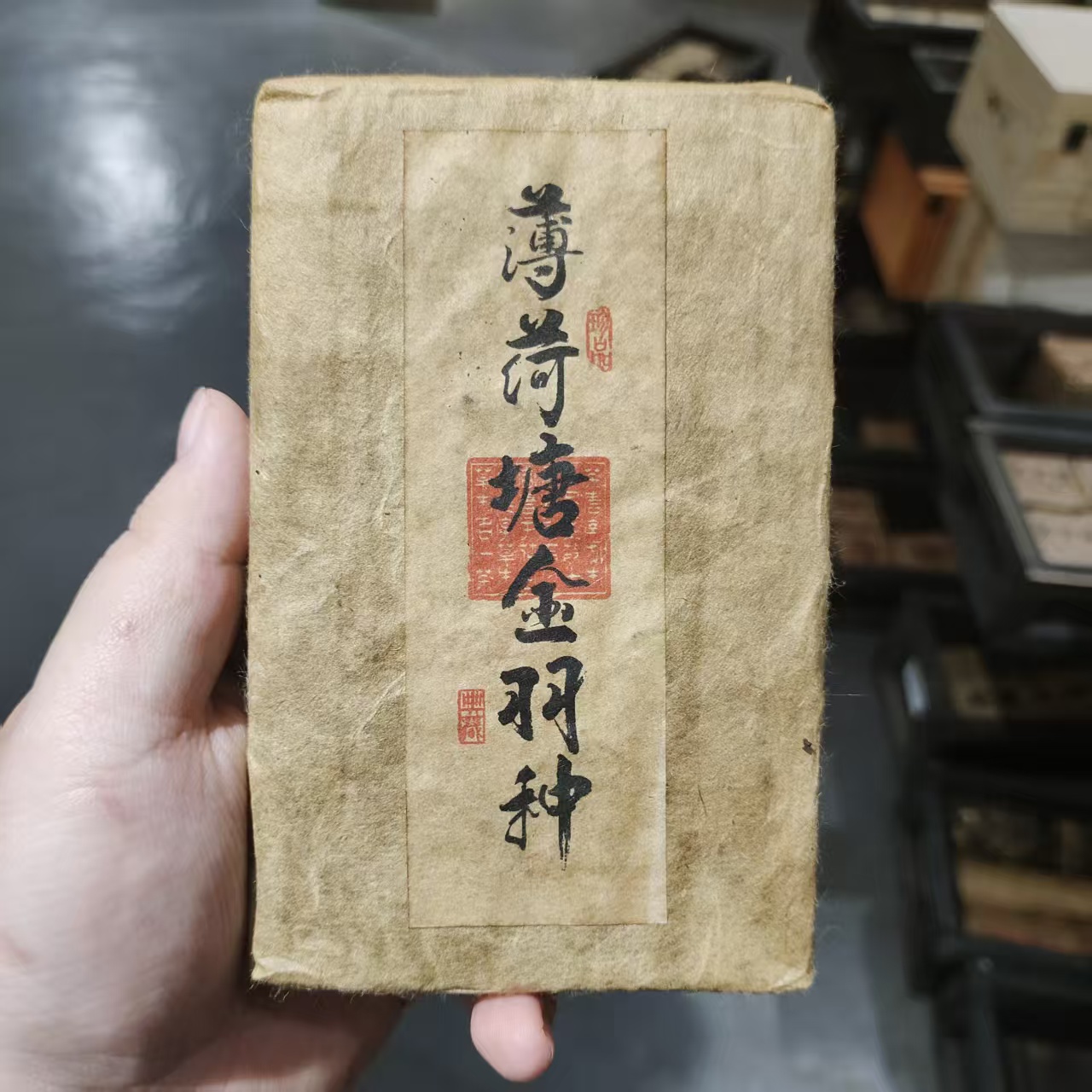 【飞哥开仓放漏】薄荷塘金羽种砖（熟茶）250g