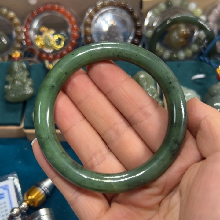和田玉（碧玉）手镯未镶嵌58.4圈围10644