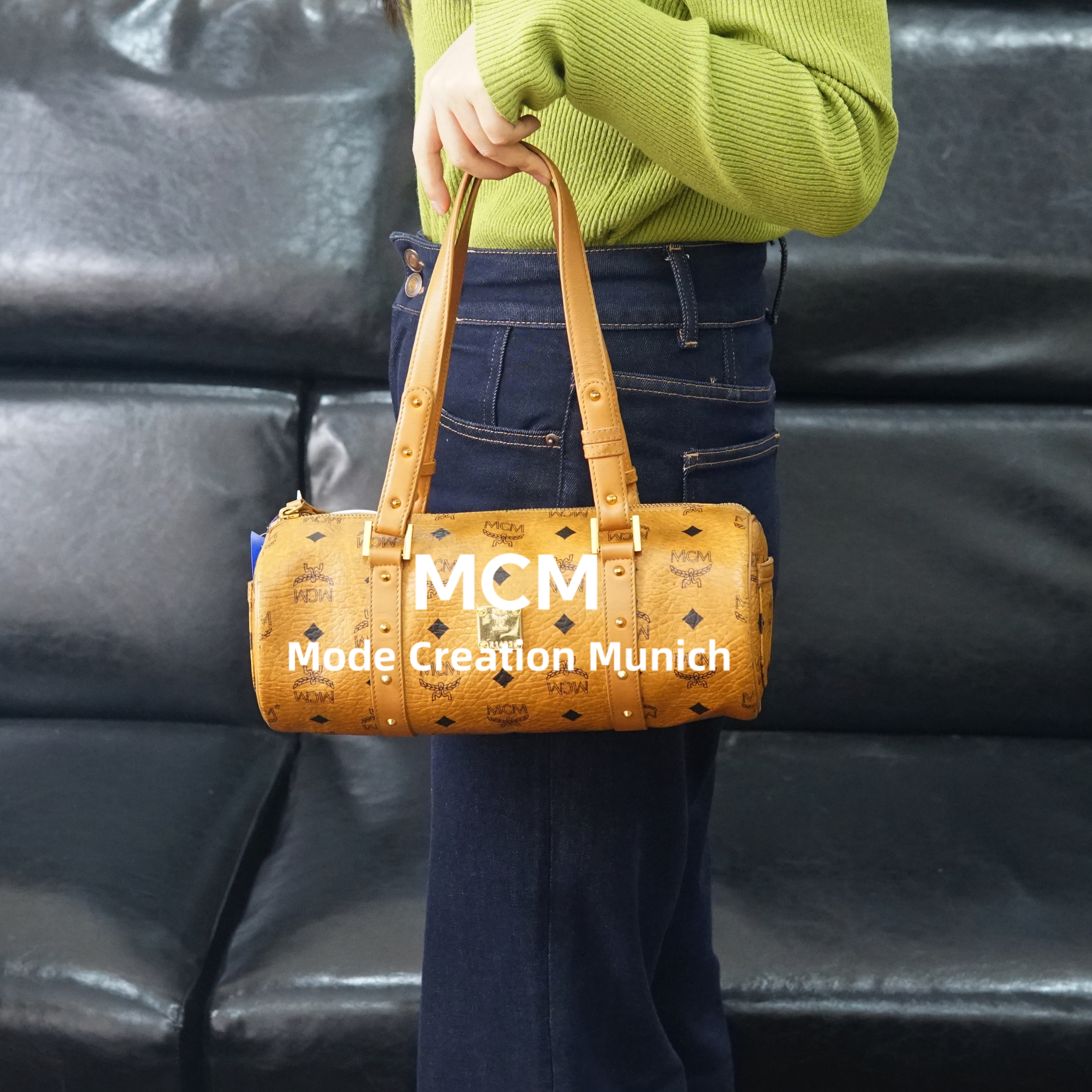95新 MCM 干邑色圆筒包/F3SP12608031/8031