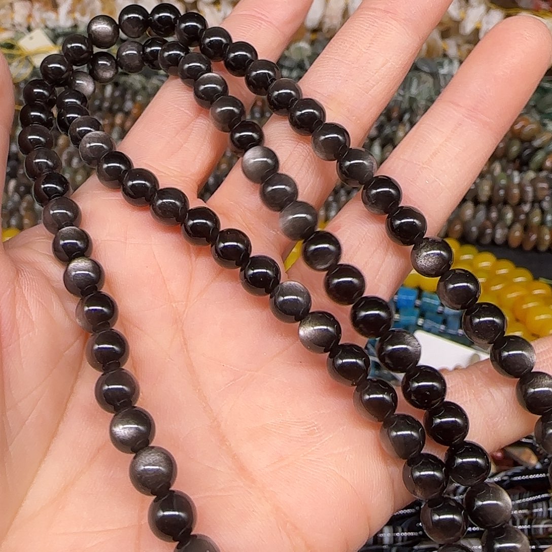 玛瑙/玉髓合金珠宝半成品银耀6mm一条多圈