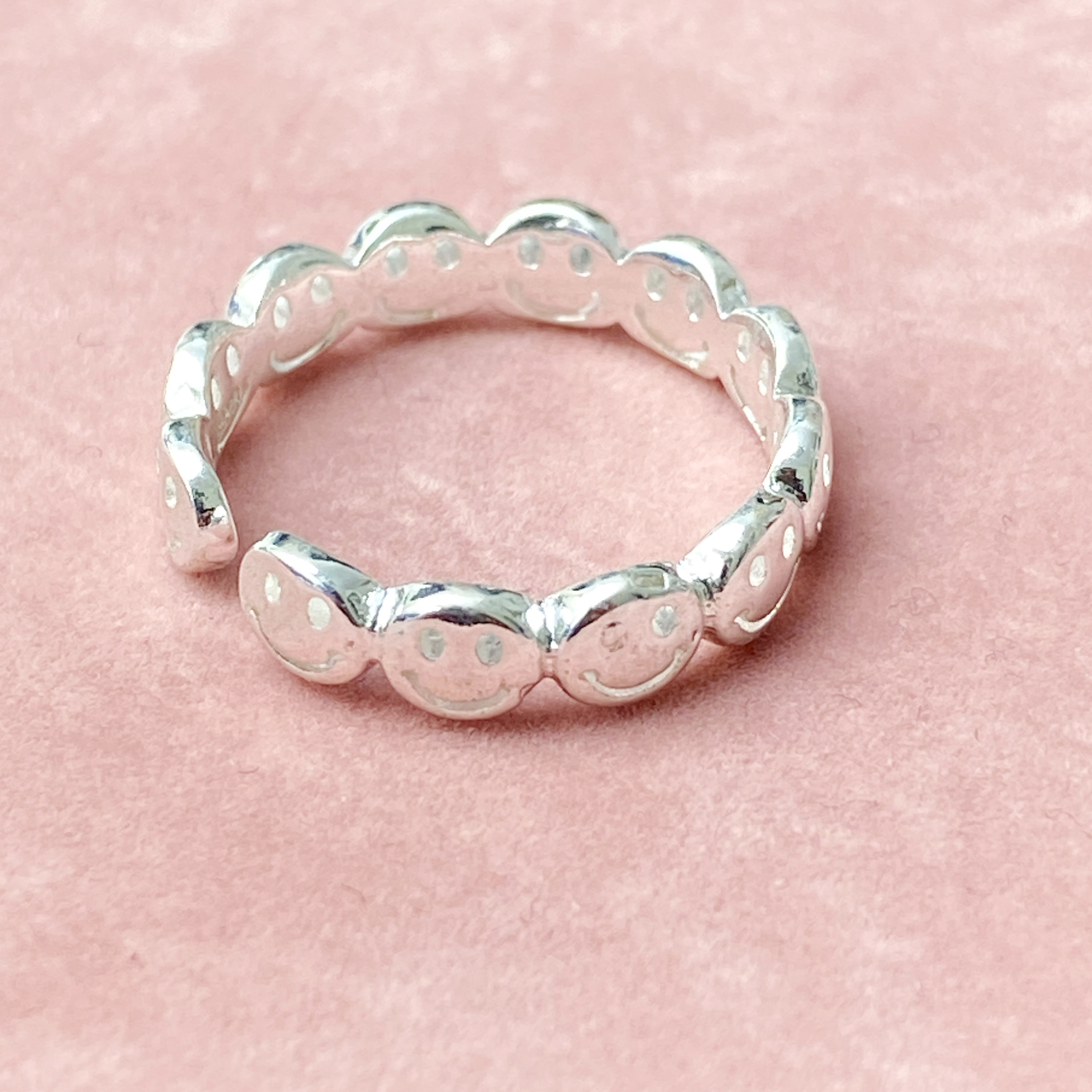 货号6060 笑脸银戒子 无礼盒