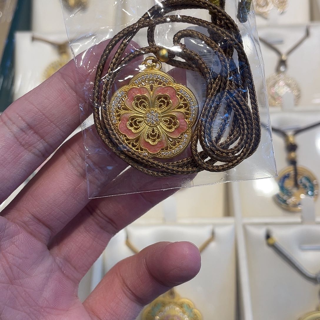 珐琅足银花丝吊坠