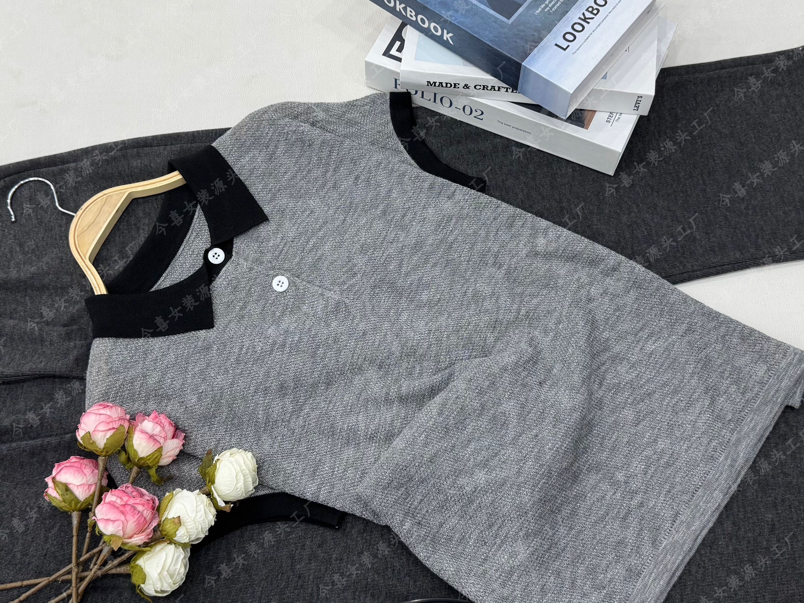 【灰色翻领套头】夏季新款百搭宽松设计感上衣QC3215