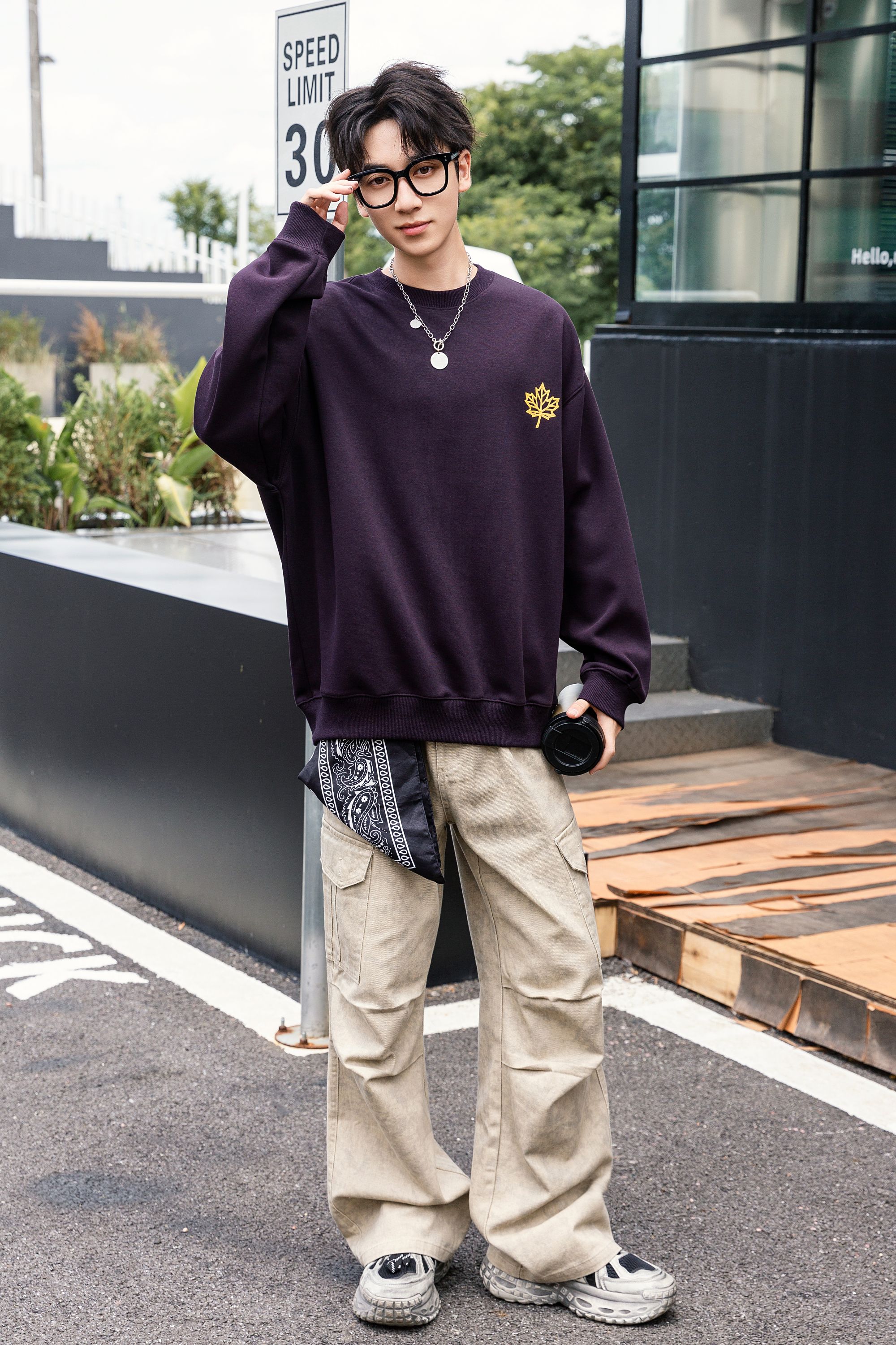 橙子家 8826#枫叶印花潮牌卫衣（秋）