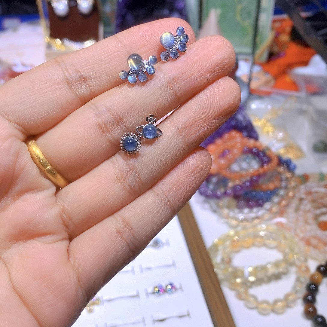 未镶嵌海蓝宝石耳坠Ab款加猫爪