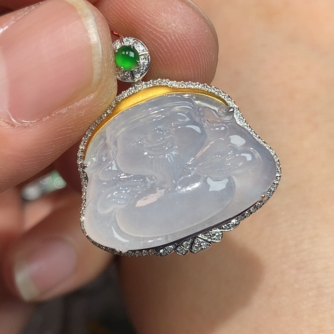 翡翠颈饰18K金镶嵌财爷