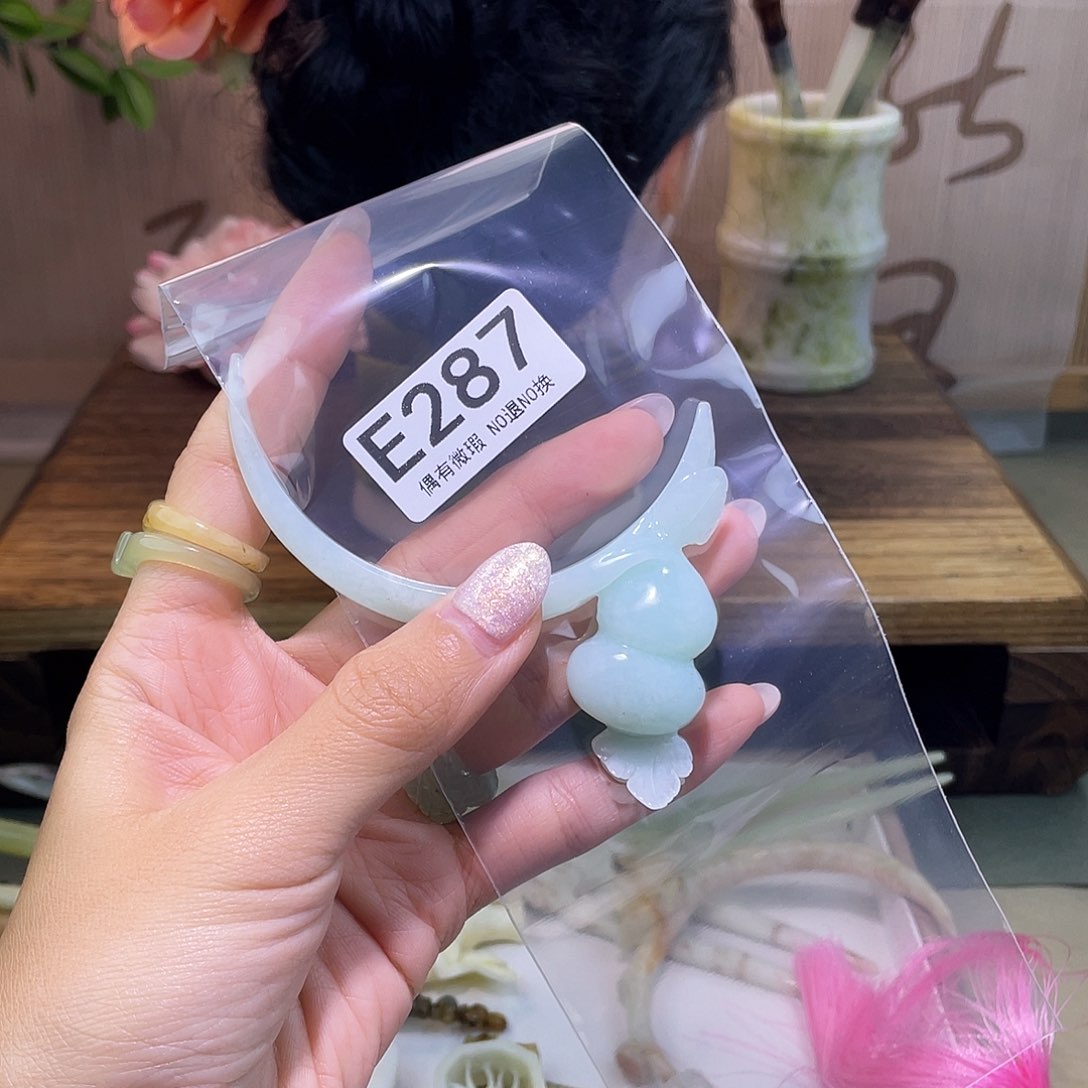 蛇纹石玉发饰银S925镀金镶嵌a****i