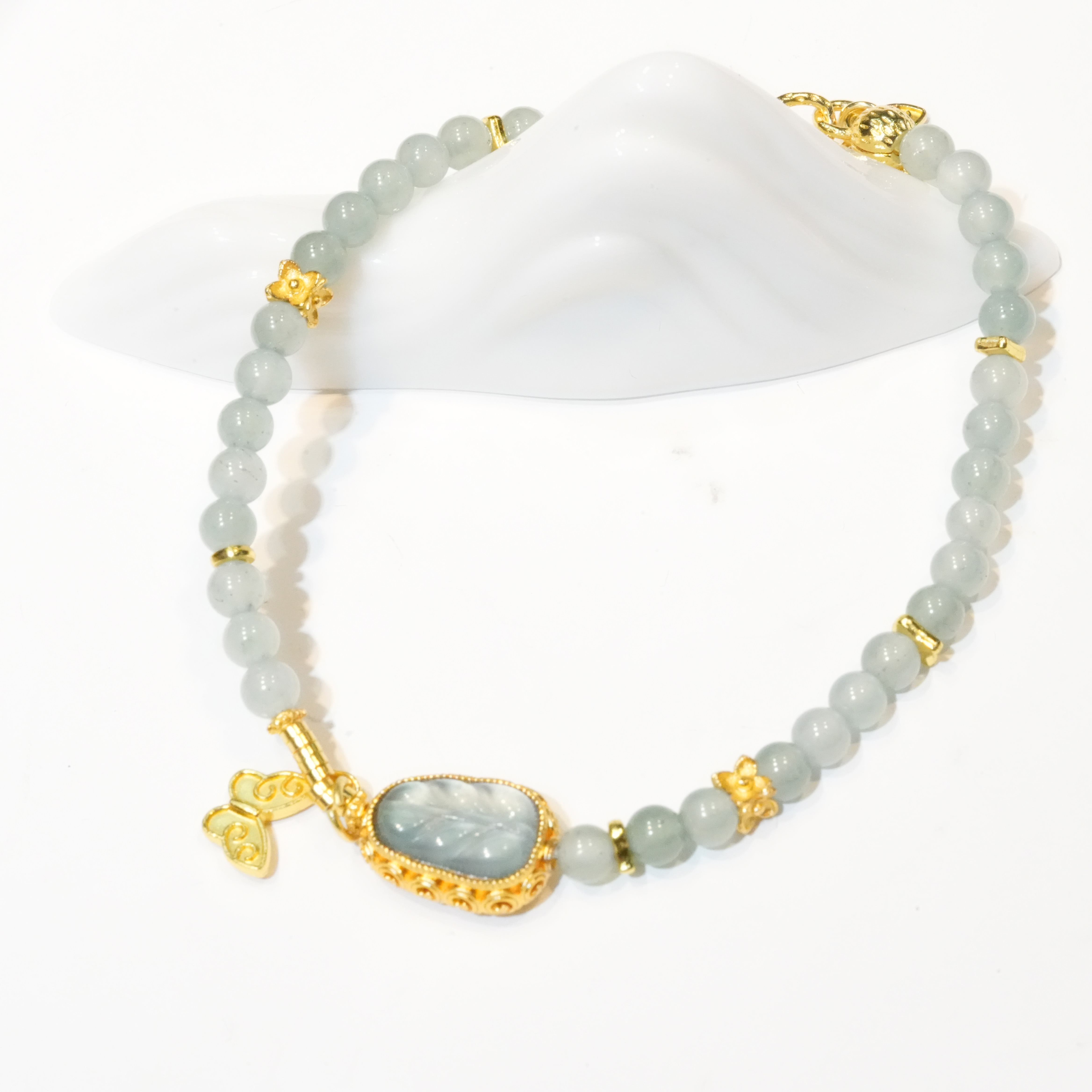 天然A货翡翠叶子手链珠子手链(多样性发一条