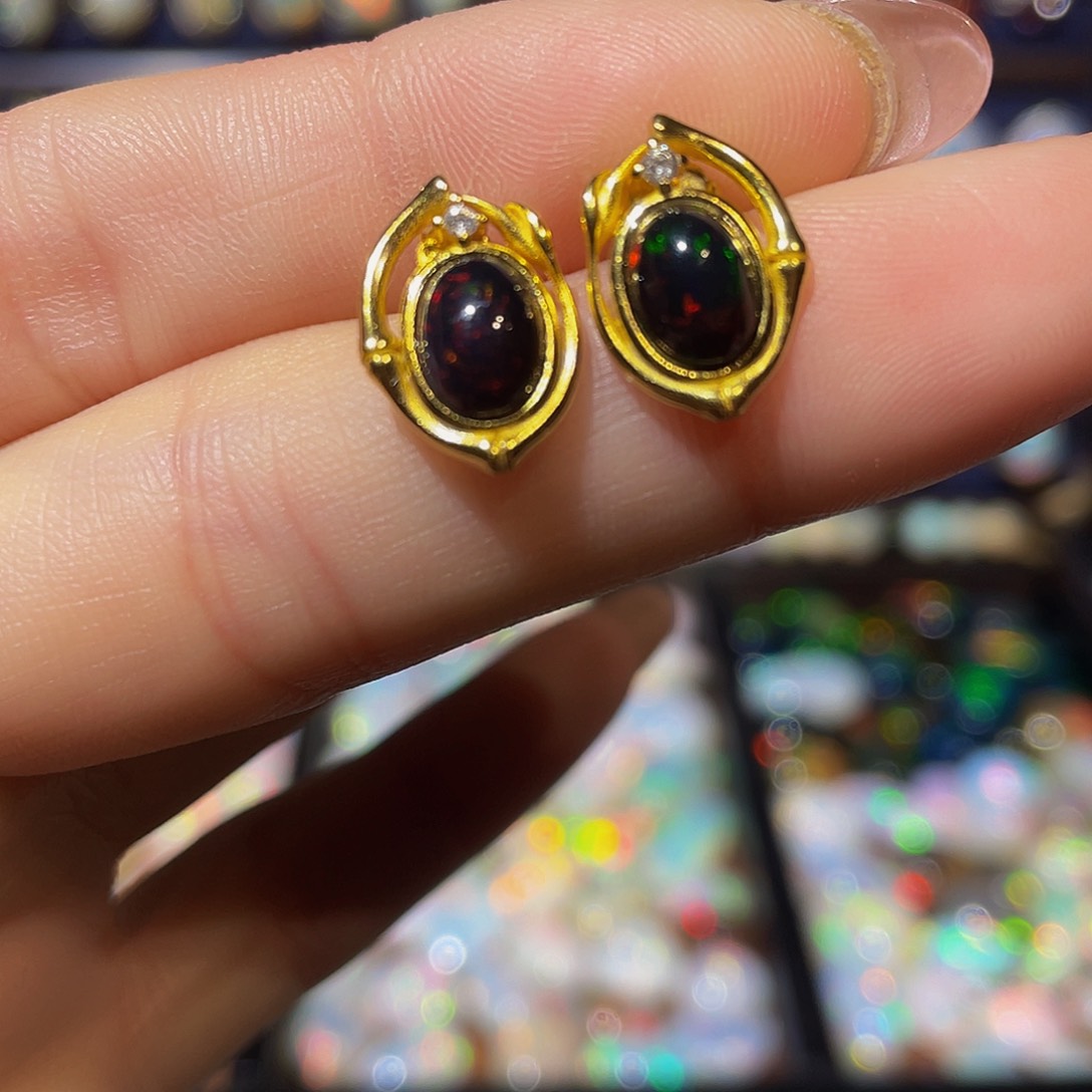 欧泊欧泊耳饰银S925镶嵌