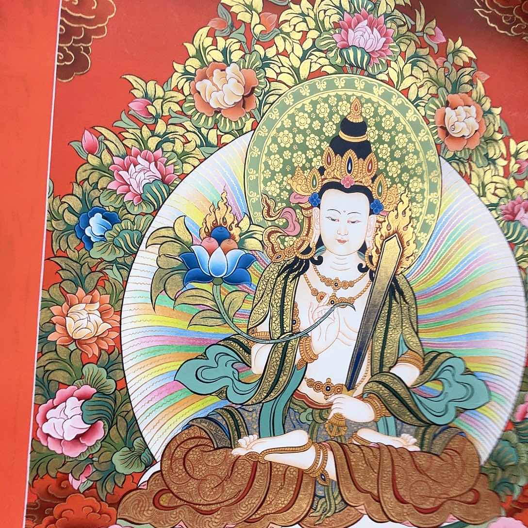 吊坠60×40尺寸纯手绘红唐虚空藏唐卡