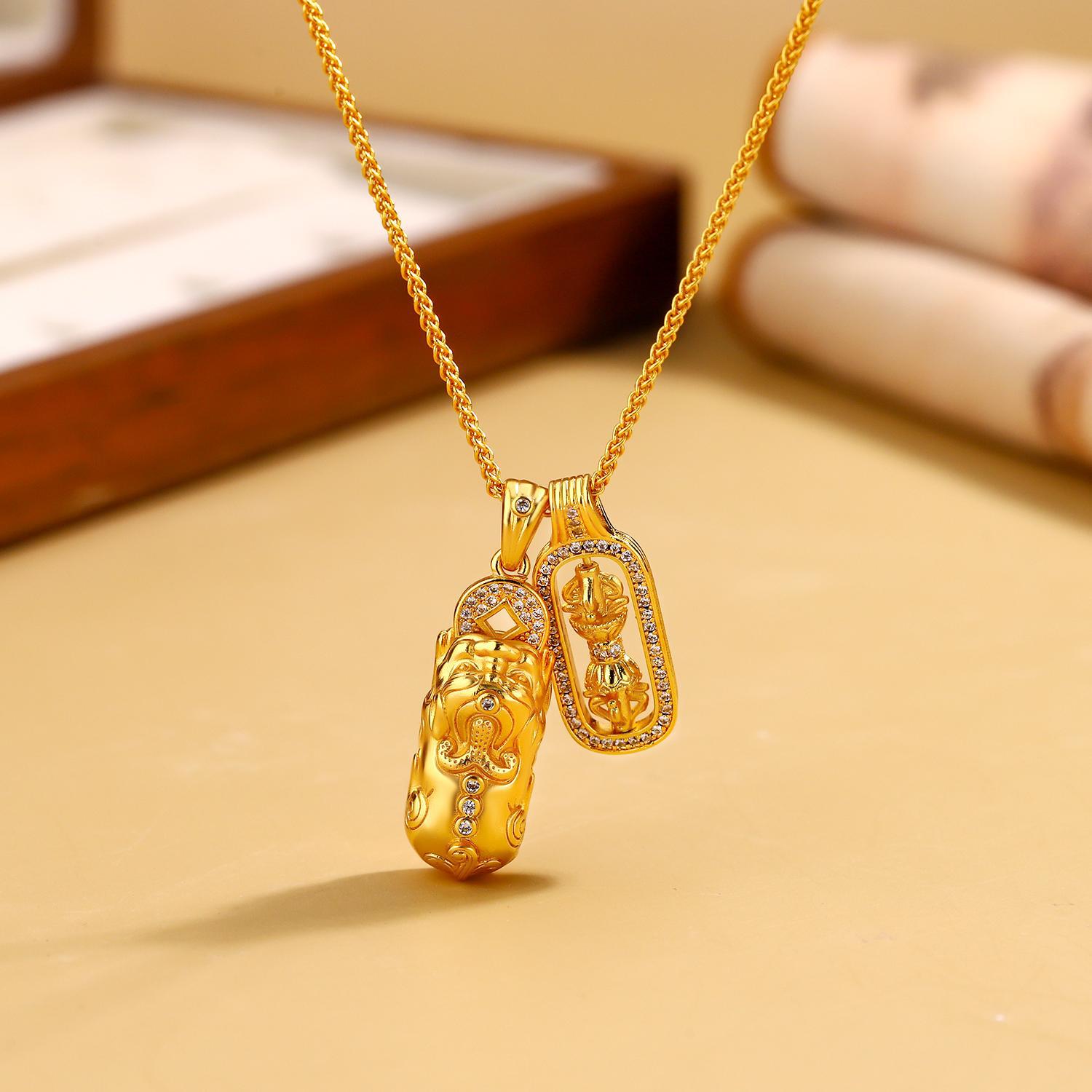 铜合金吊坠 貔貅金刚杵吊坠时尚古法设计高级感2025叠戴锁骨链