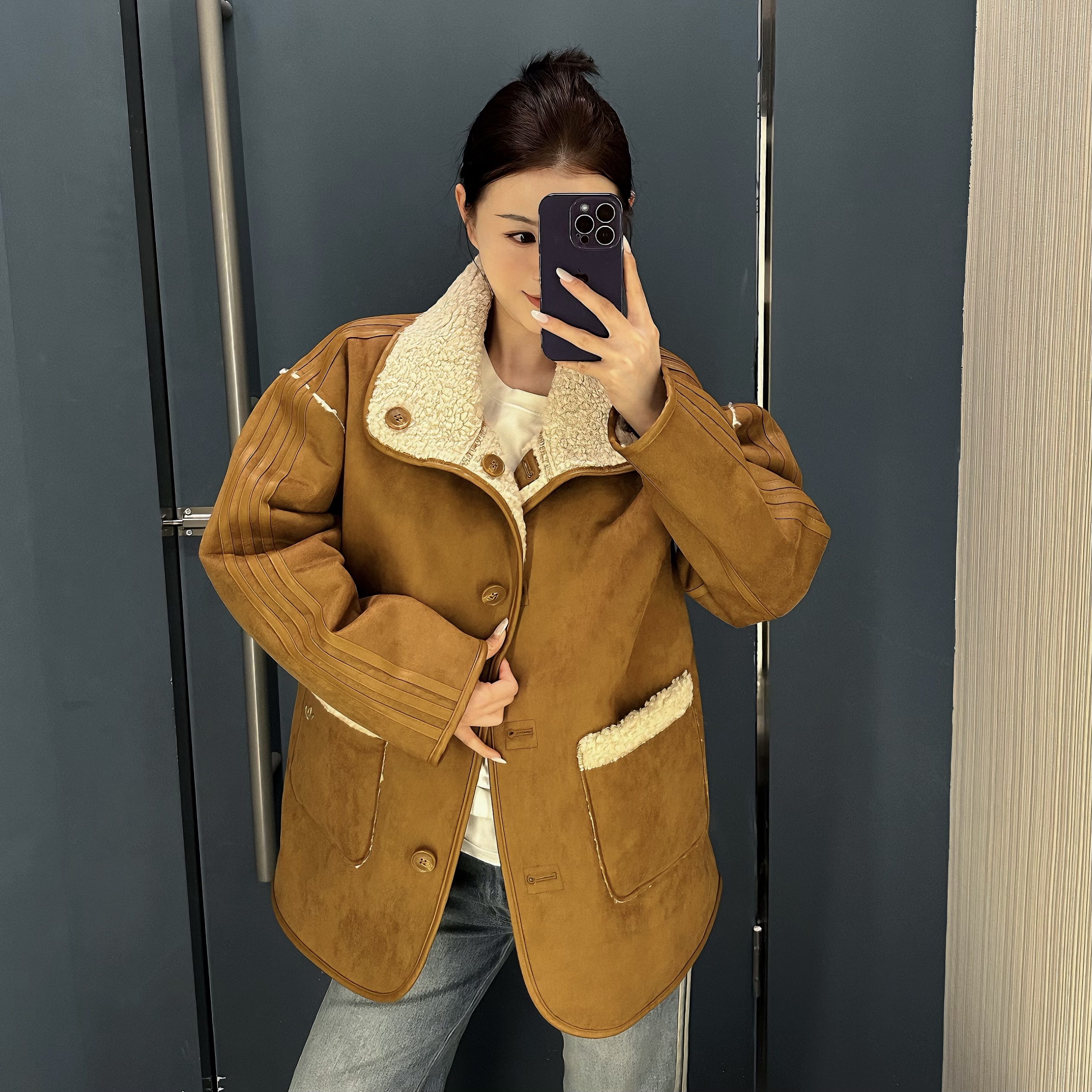 ADIDAS JACKET 新年款双面穿仿羊羔绒运动外套 KT3145 单3