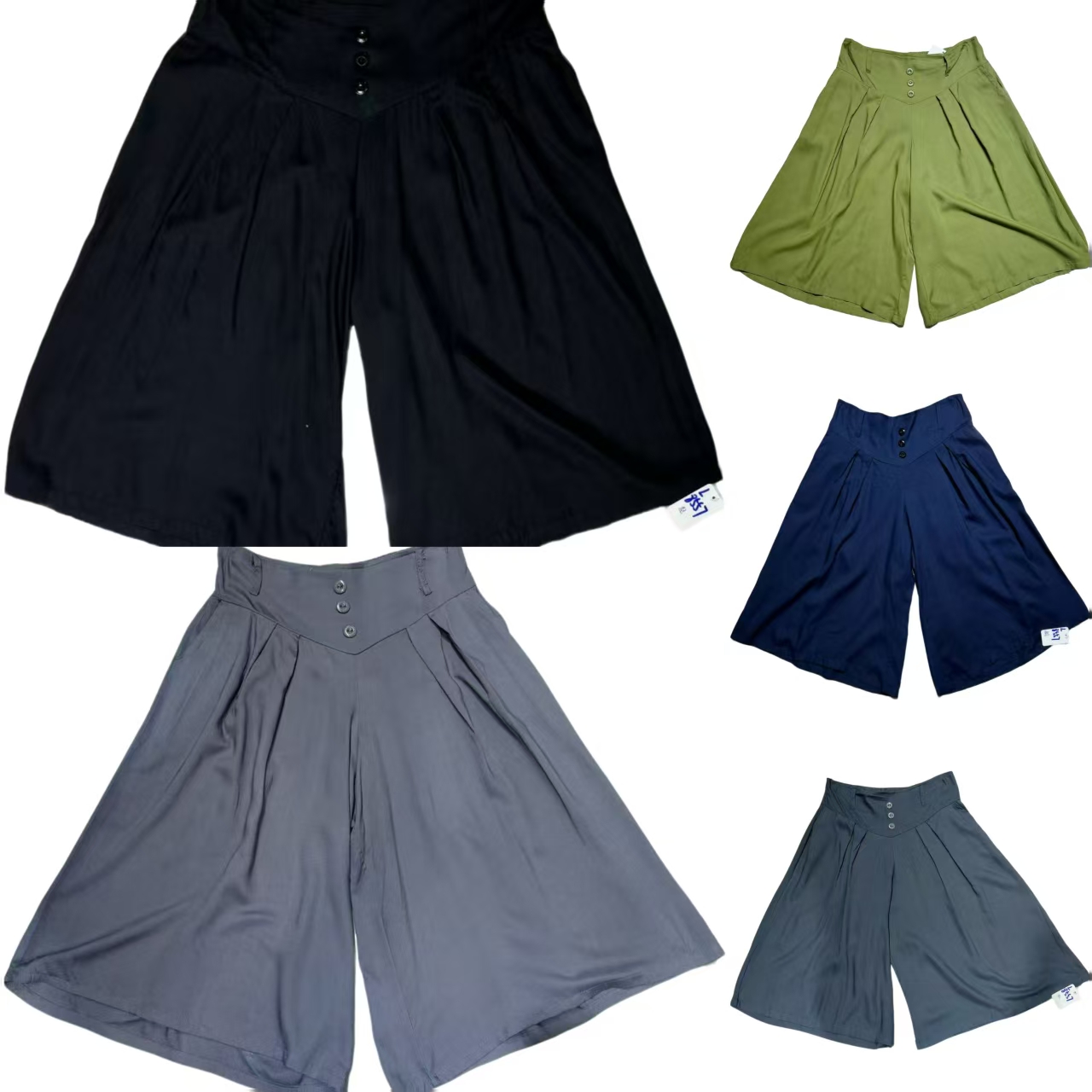 8557-三粒扣六分大版裙裤（颜色任意）