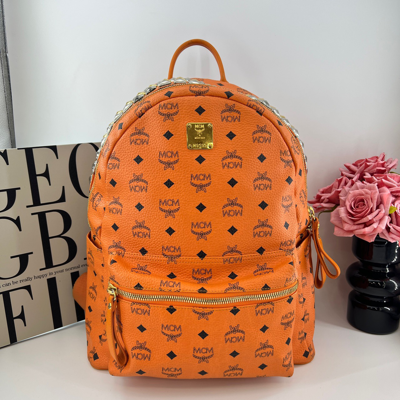 95新 MCM 7812/阳光橙中号双肩包