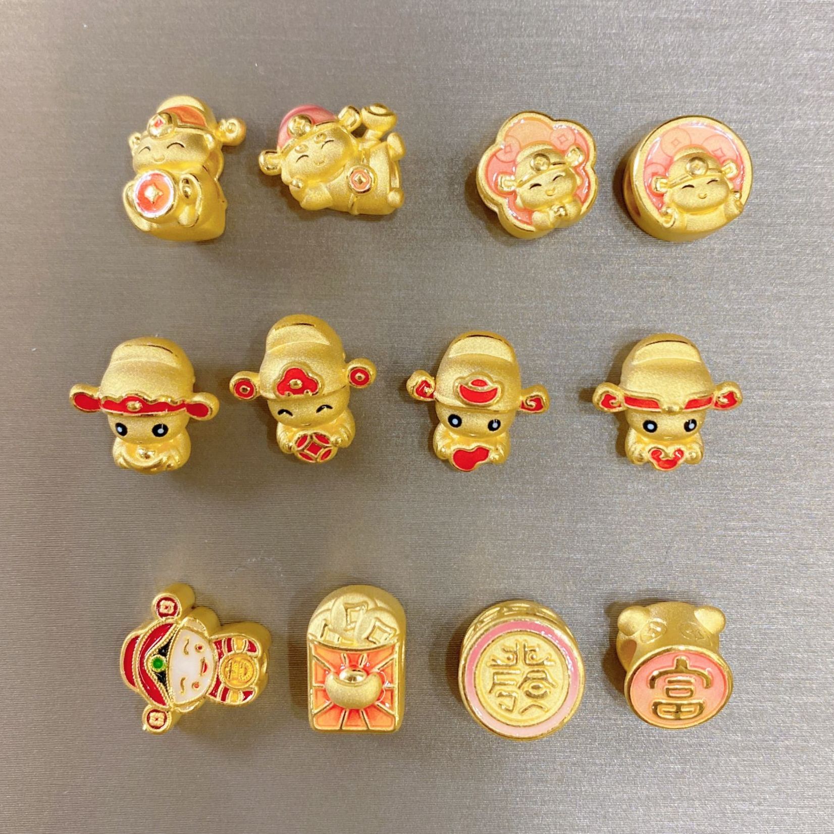 足金999珐琅小财神精品手串男女礼物