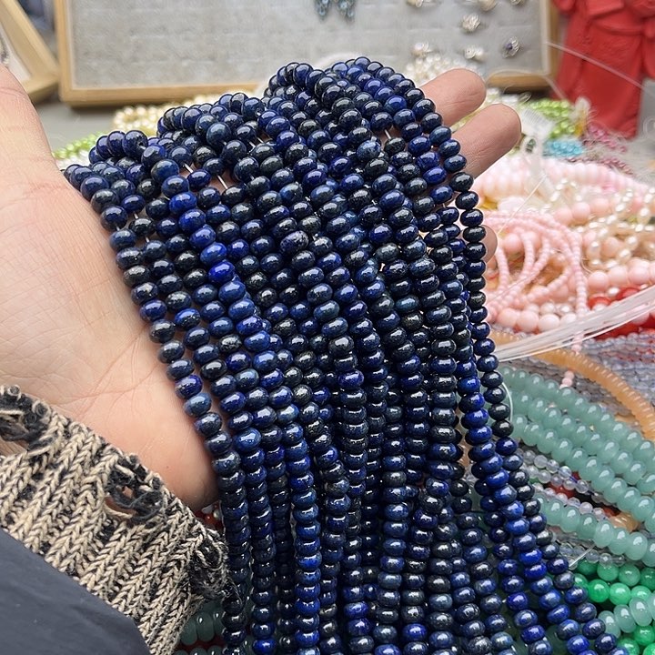 玛瑙/玉髓珠宝半成品未镶嵌一条条7mm青金算盘珠