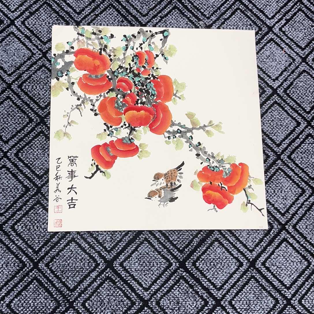 国画王胜利三尺斗方花鸟卡纸作品旭