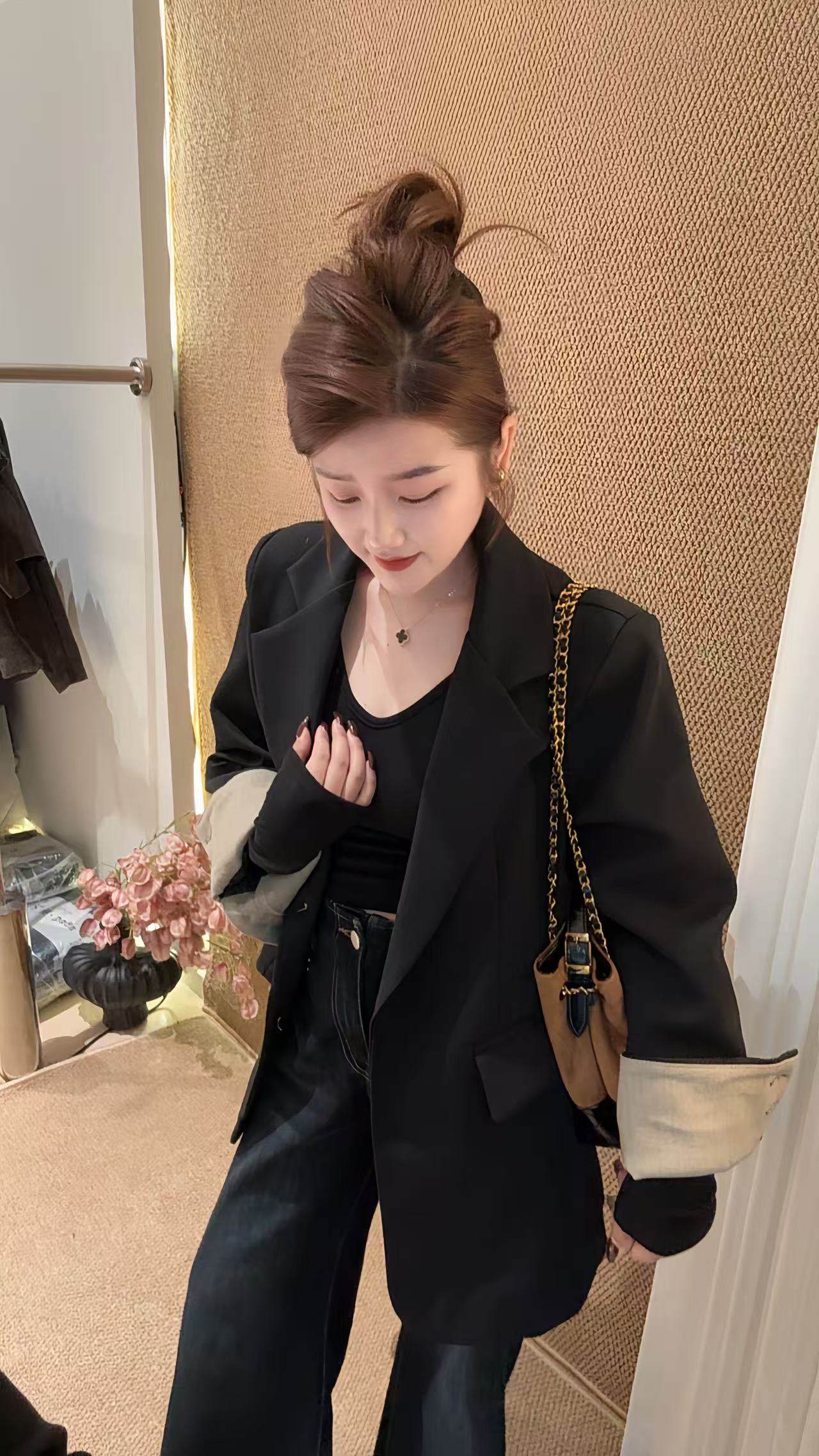 大顾家【拼袖】秋冬洋气厚实小个子西装外套