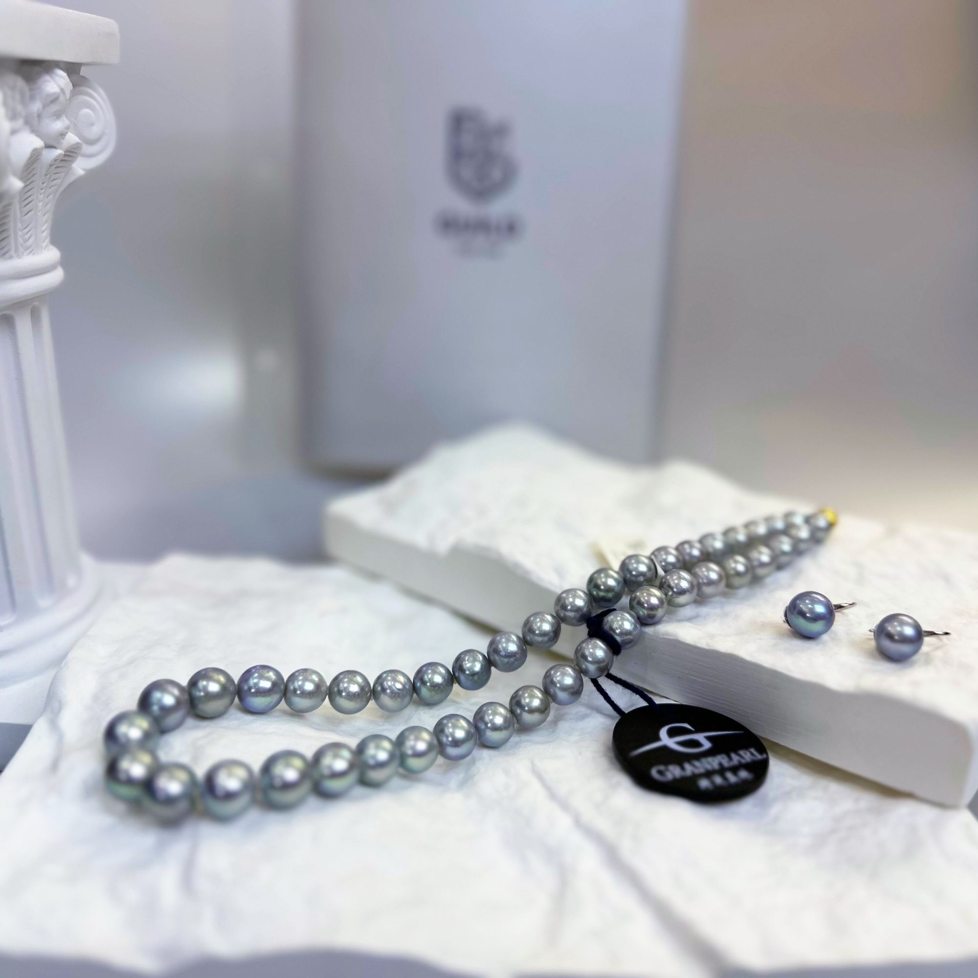 【老蚌头珠宝】吉尔德铂金灰珍珠全珠链9-11+mm【多样性发货】