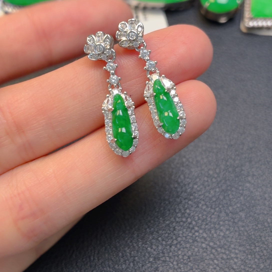 翡翠银S925镶嵌吊坠(不含链)耳坠