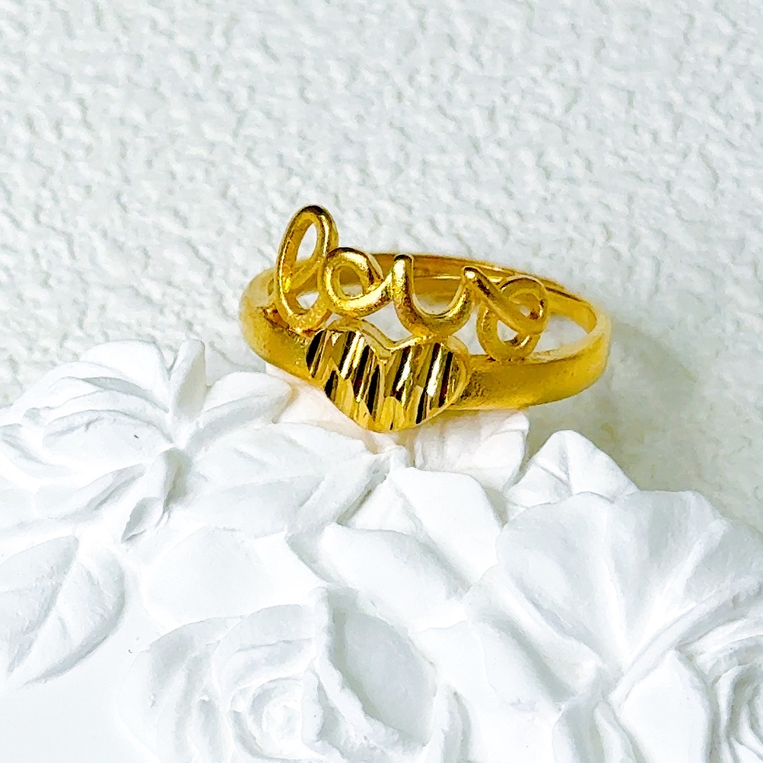  高定英文爱心戒指-309