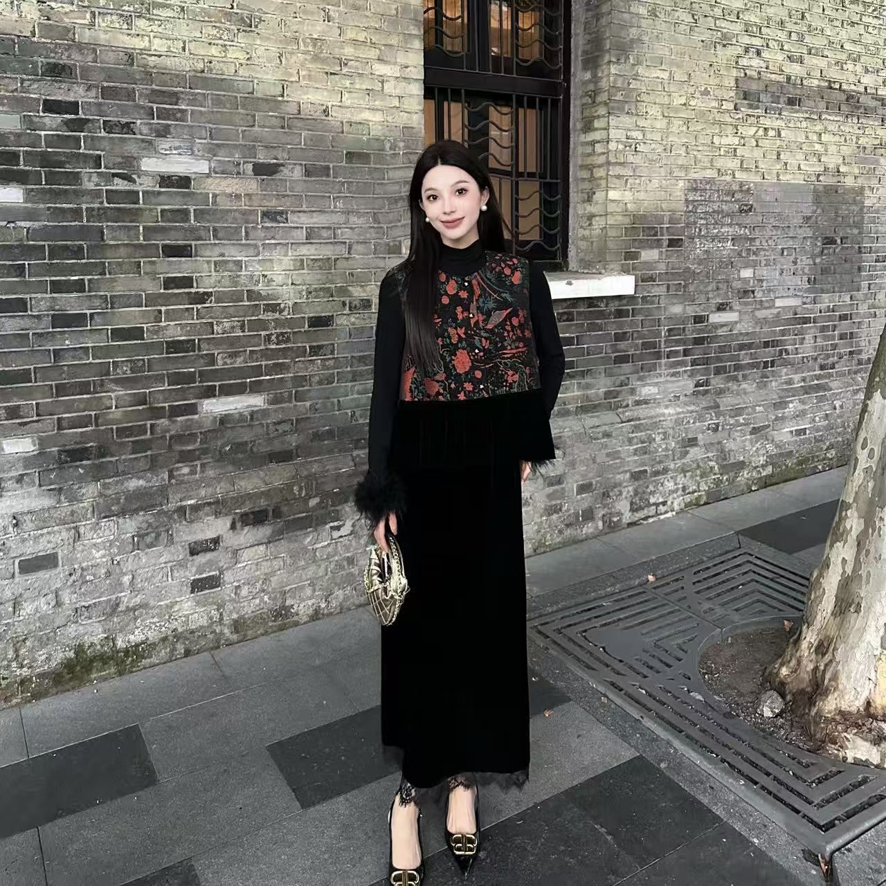 【猫七七】2025秋季新款复古新中式马甲半身裙套装Q53TZW5101