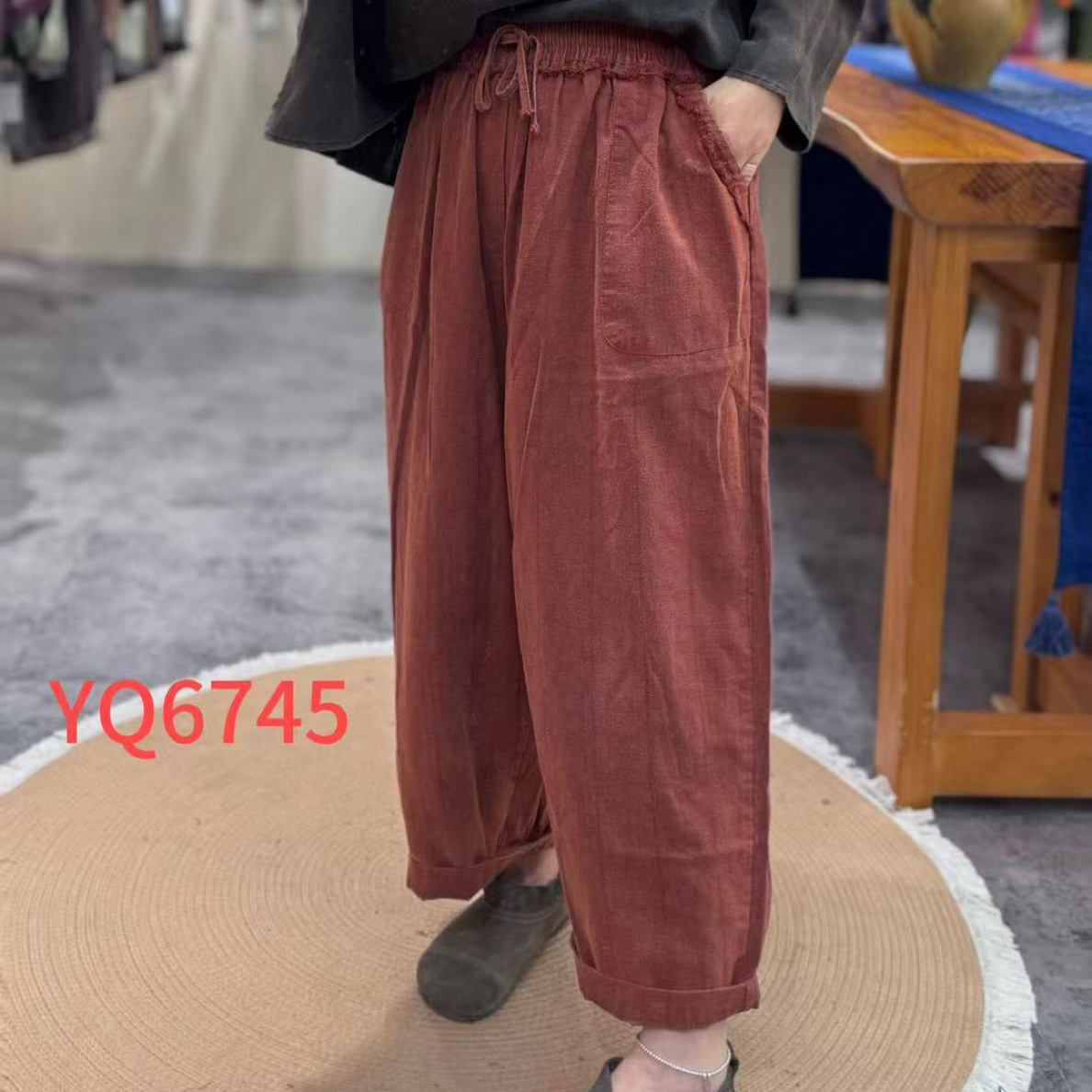 弈骞#6745秋季福利高品质100亚麻九分老爹裤，衣长：86cm