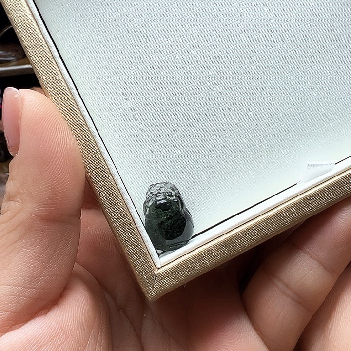 水晶颈饰未镶嵌天然绿幽灵貔貅无镶嵌打孔不退换
