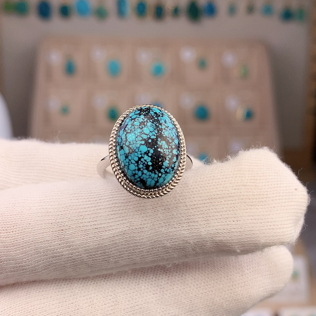 绿松石银S925镶嵌戒指