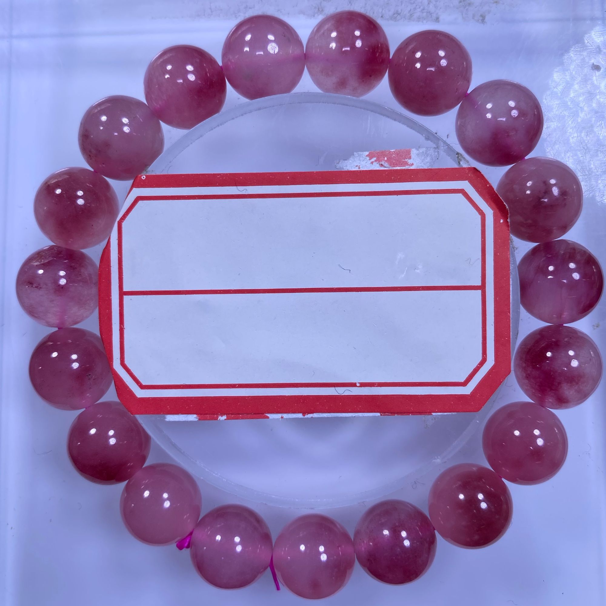  玫红飘花10mm手串发一条B98