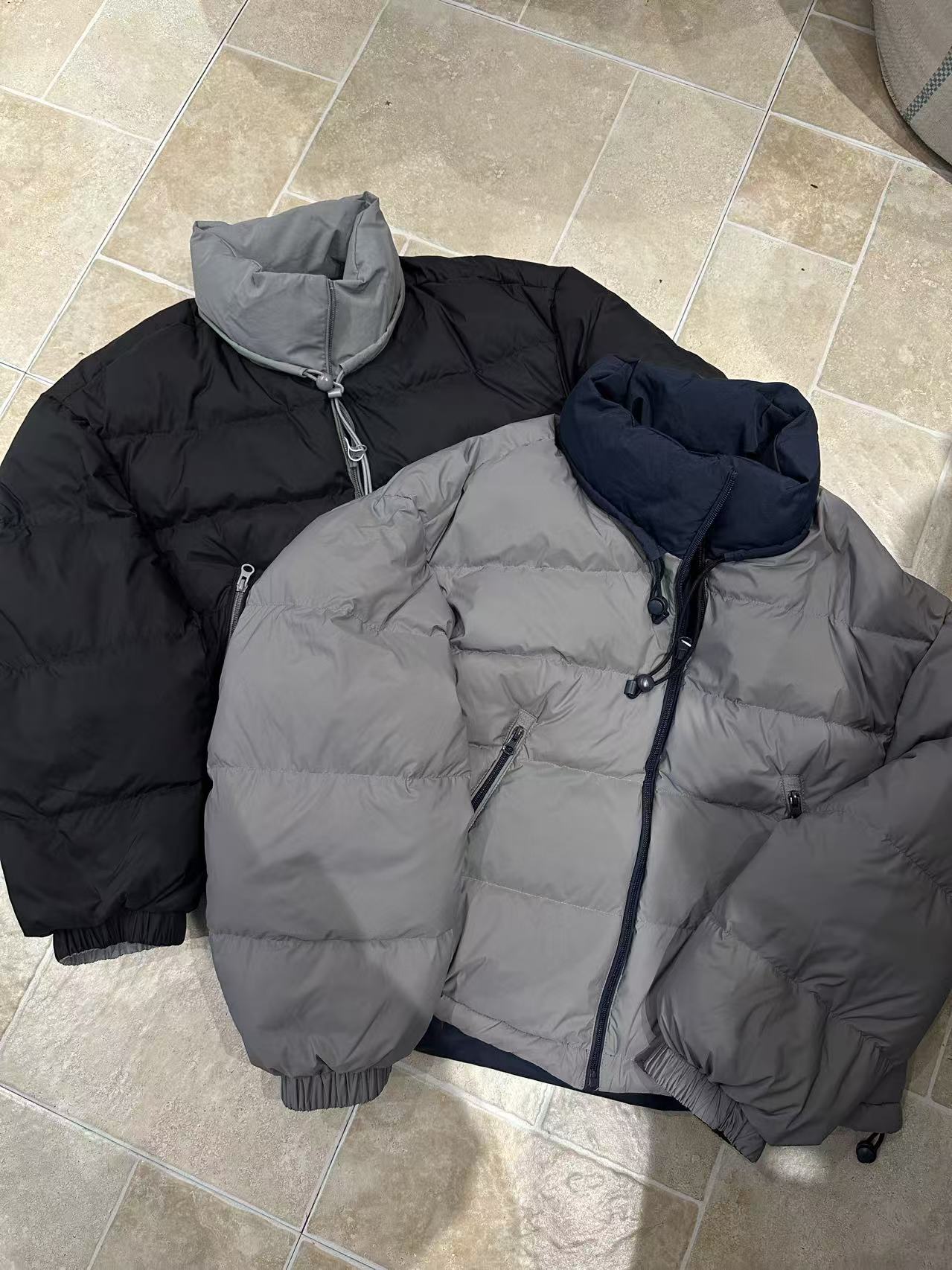 12369双面穿羽绒服女立领撞色加厚白鸭绒时尚百搭面包服暖外套