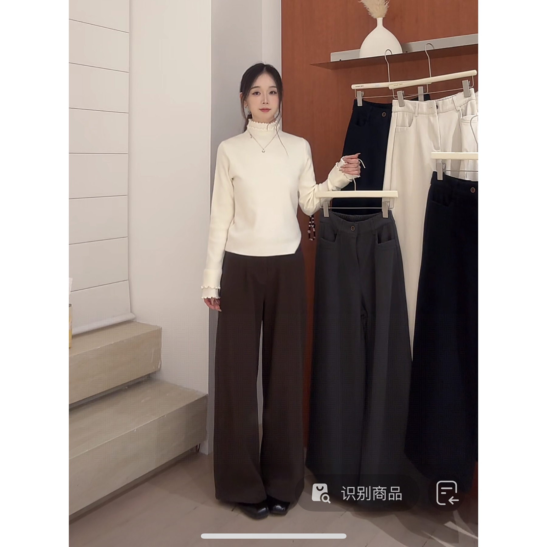 薄荷@9067 加绒～韩系时尚百搭显瘦后半收紧窄版直筒裤（裤长98）