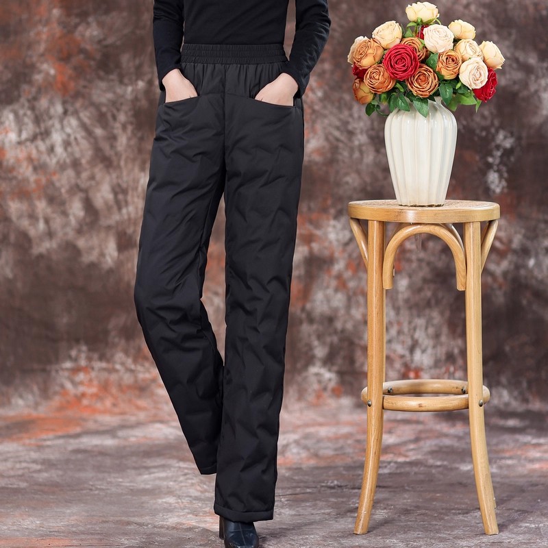 妈妈羽绒裤女外穿2025冬季新款黑色高腰显瘦百搭保暖休闲裤子