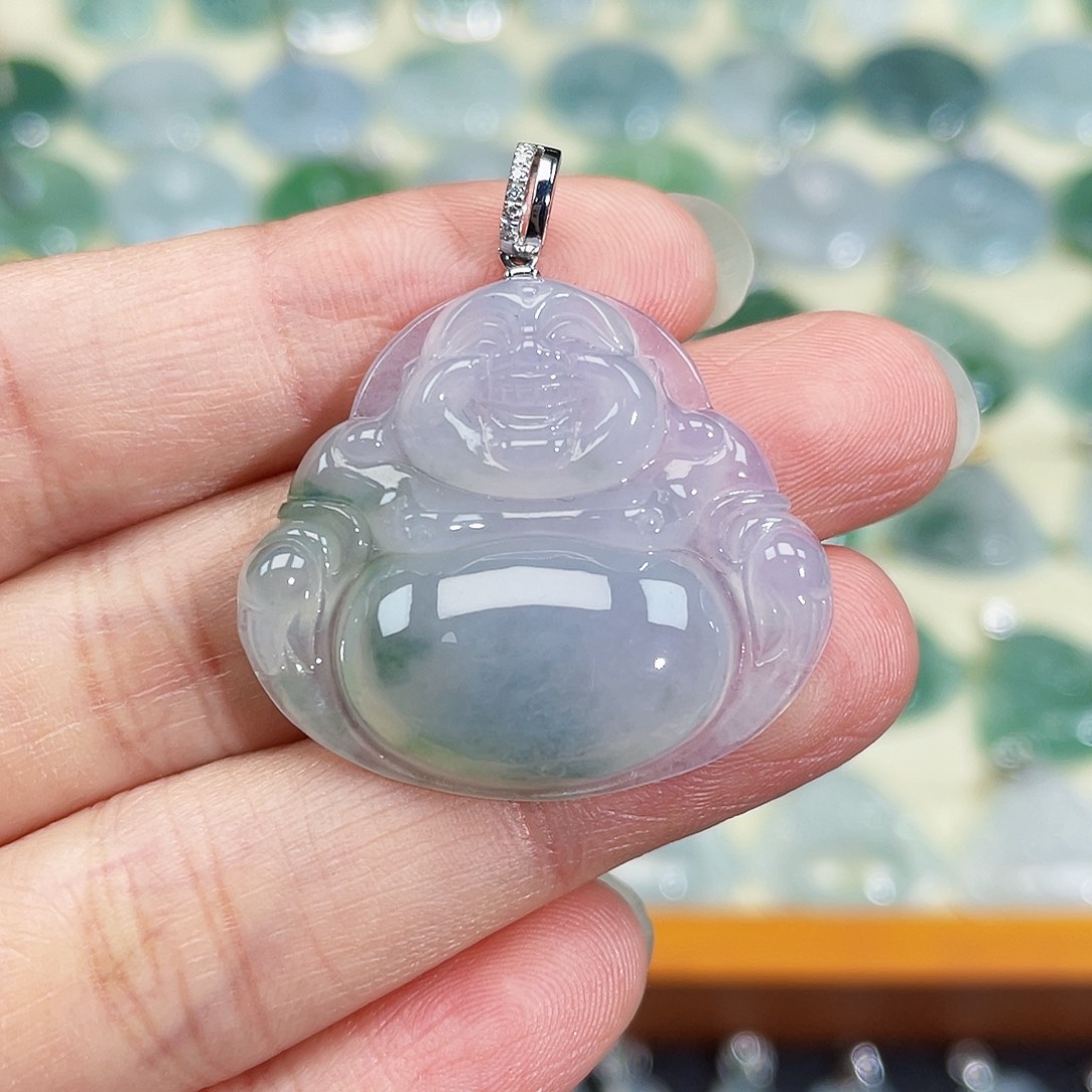 翡翠颈饰18K金镶嵌吊坠