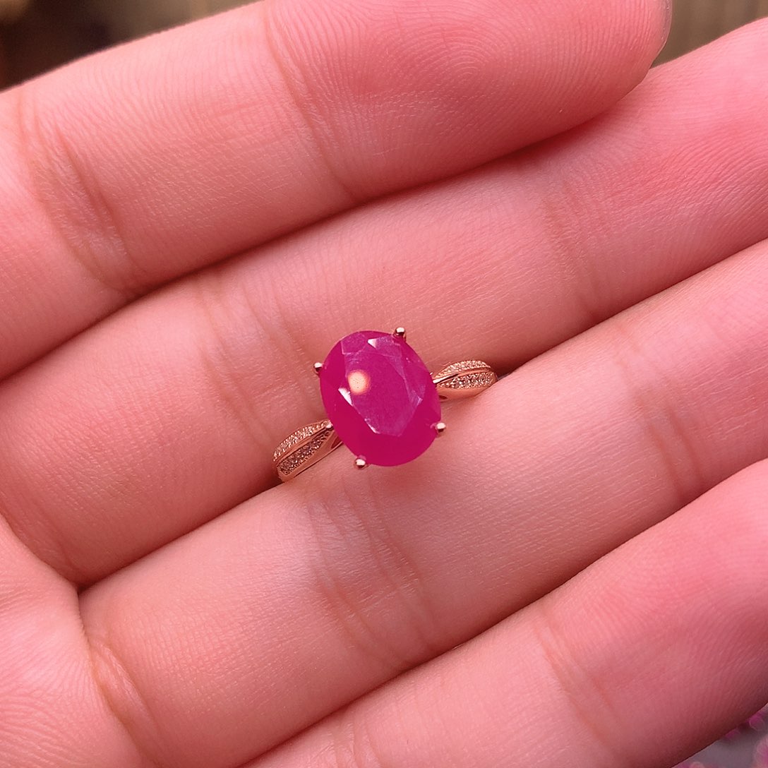 红宝石戒指银S925镶嵌