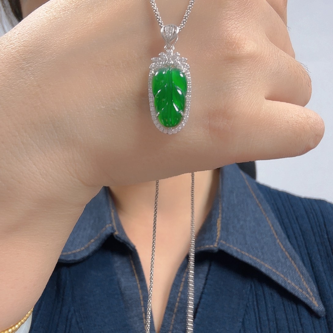 翡翠银S925镶嵌吊坠(不含链)