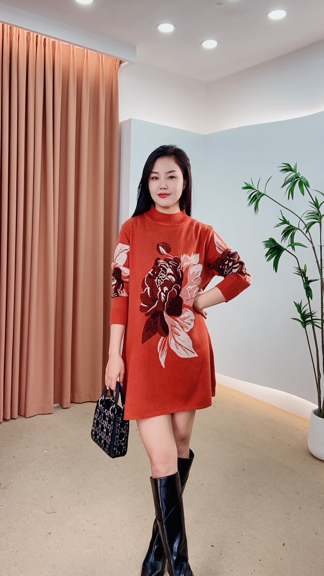 400号秋季冬季新款秋冬时尚网红打底针织百搭加厚女士气质连衣裙