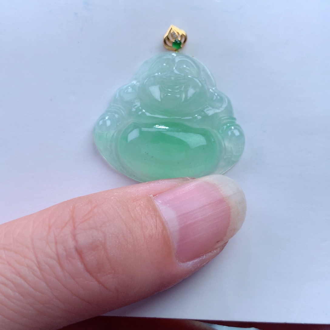 翡翠吊坠(不含链)18K金镶嵌
