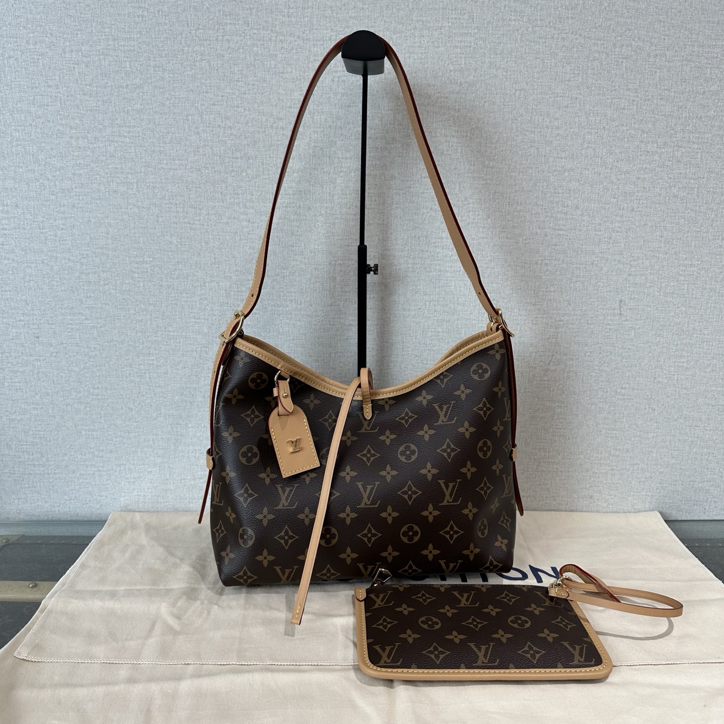 99新 LV 路易威登经典老花小号carryall子母单肩斜挎包 20793