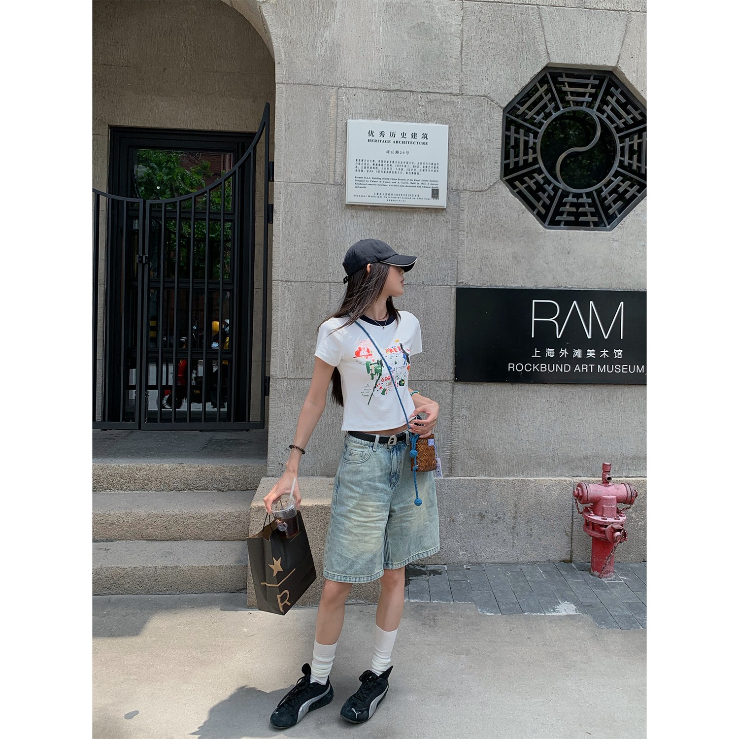 D YANGJUN 卡通涂鸦动画印花短T恤女圆领短袖短款百搭超好看上衣