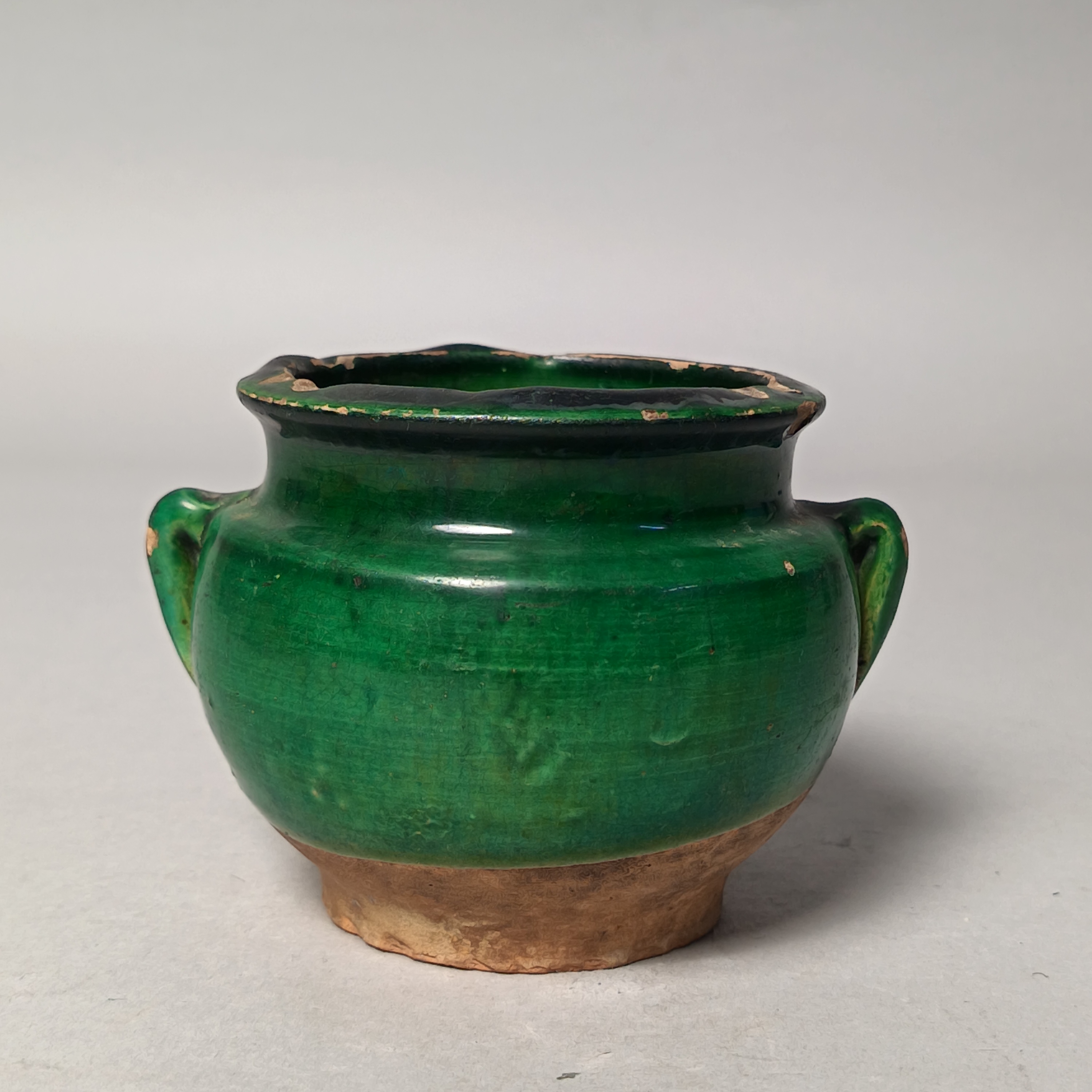 【010022491】明代 绿釉双耳罐