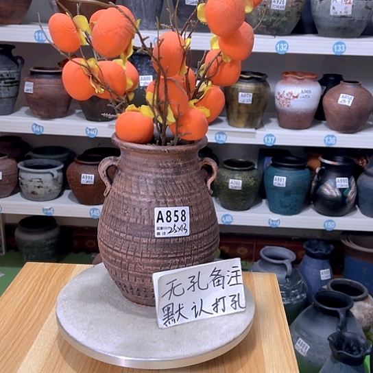 红陶手工制作工艺花盆