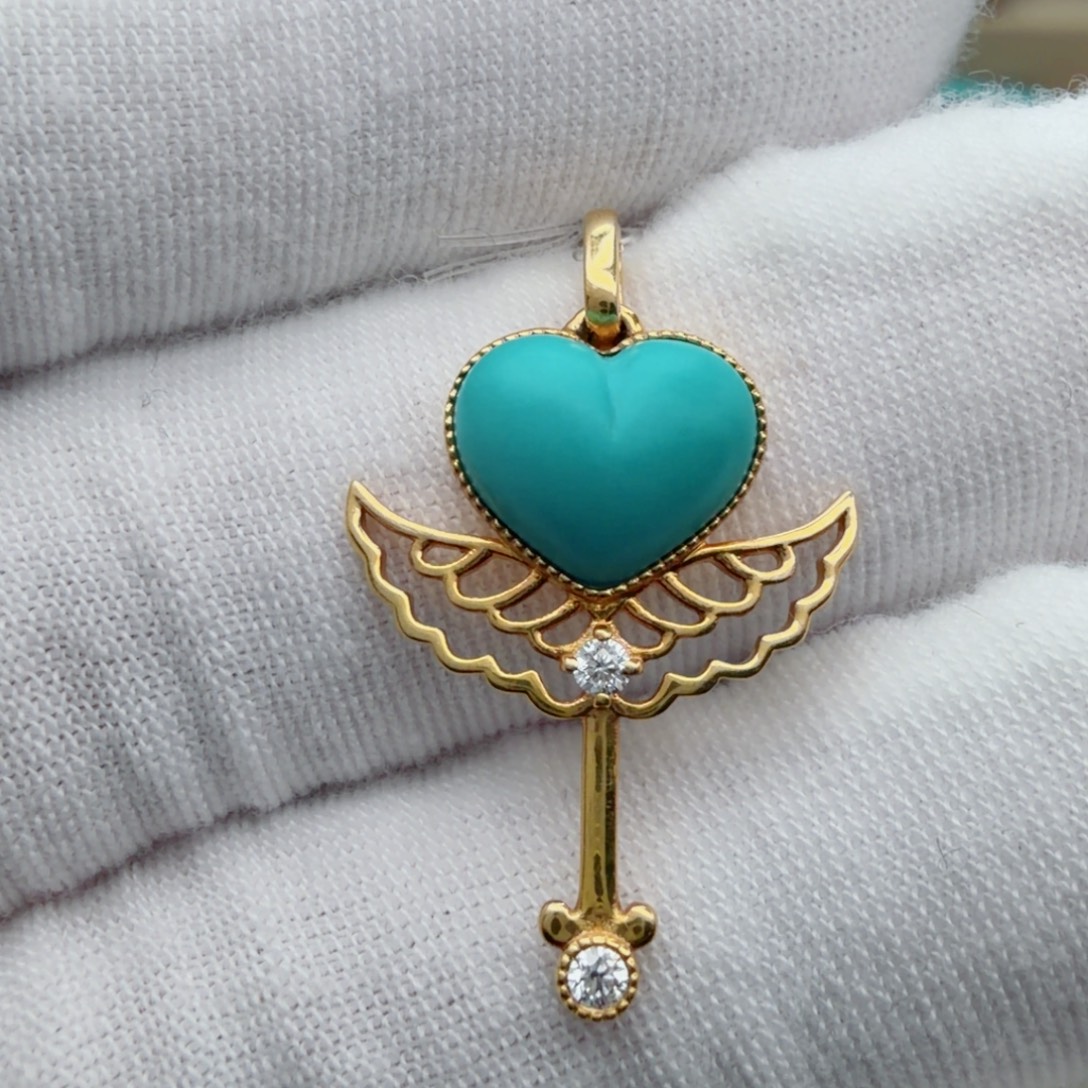 绿松石18K金镶嵌珠宝奇石