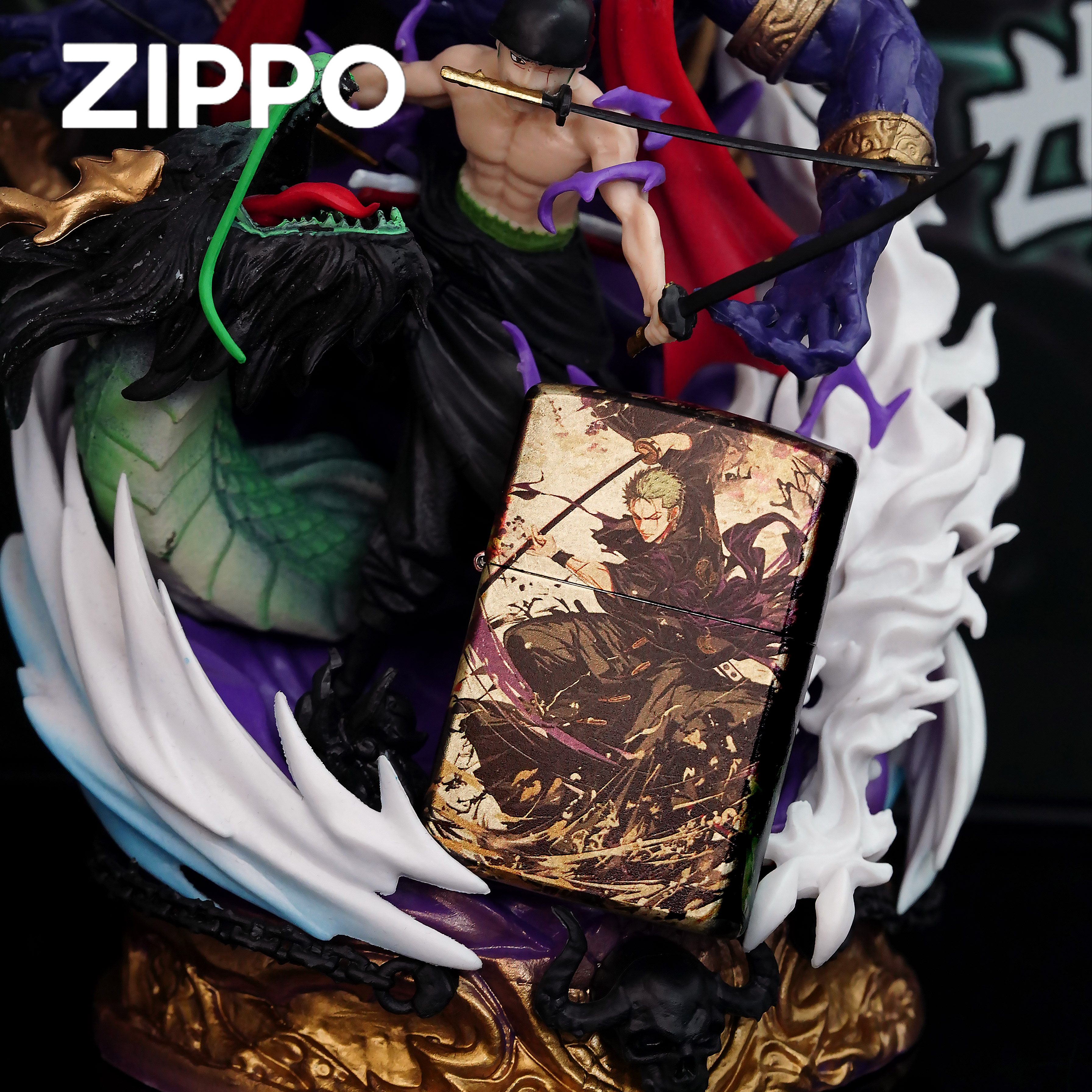 Zippo打火机正品/阎魔索隆手办套装彩印动漫送礼DYJ1